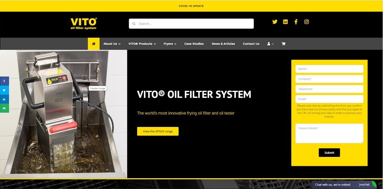 Vito uk website home page screenshot